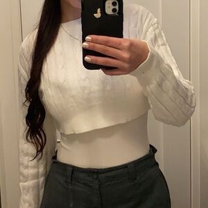 Cream Cable Knit Cropped Sweater